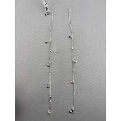Heart Drop Charm Silver Anklet – 99.9% Pure Adjustable