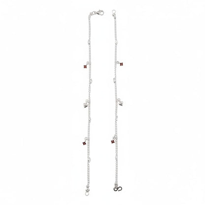 Heart Drop Charm Silver Anklet – 99.9% Pure Adjustable