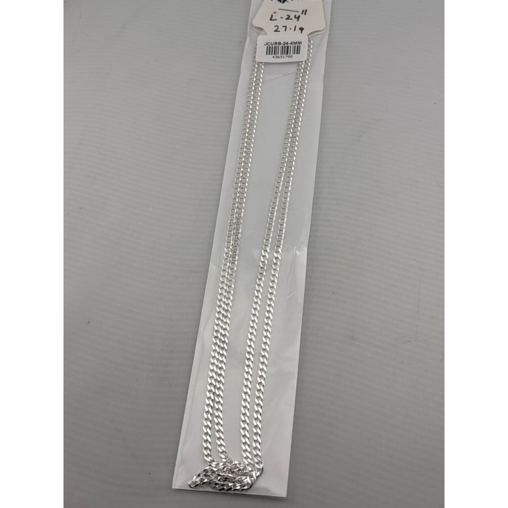 Japanese Curb Silver Chain in 925 Sterling | Sleek Flat