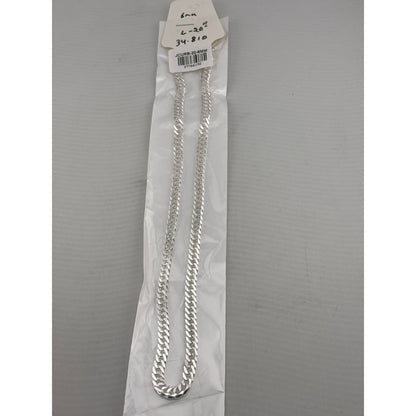 Japanese Curb Silver Chain in 925 Sterling | Sleek Flat