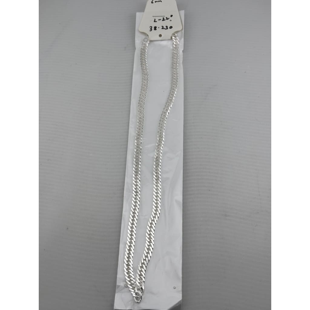 Japanese Curb Silver Chain in 925 Sterling | Sleek Flat