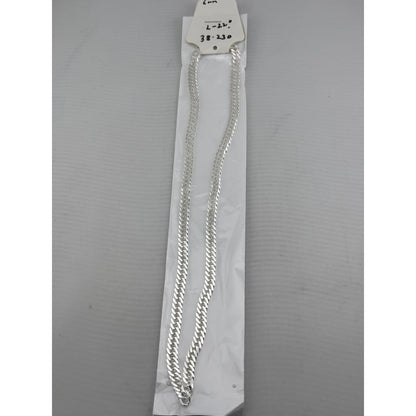 Japanese Curb Silver Chain in 925 Sterling | Sleek Flat