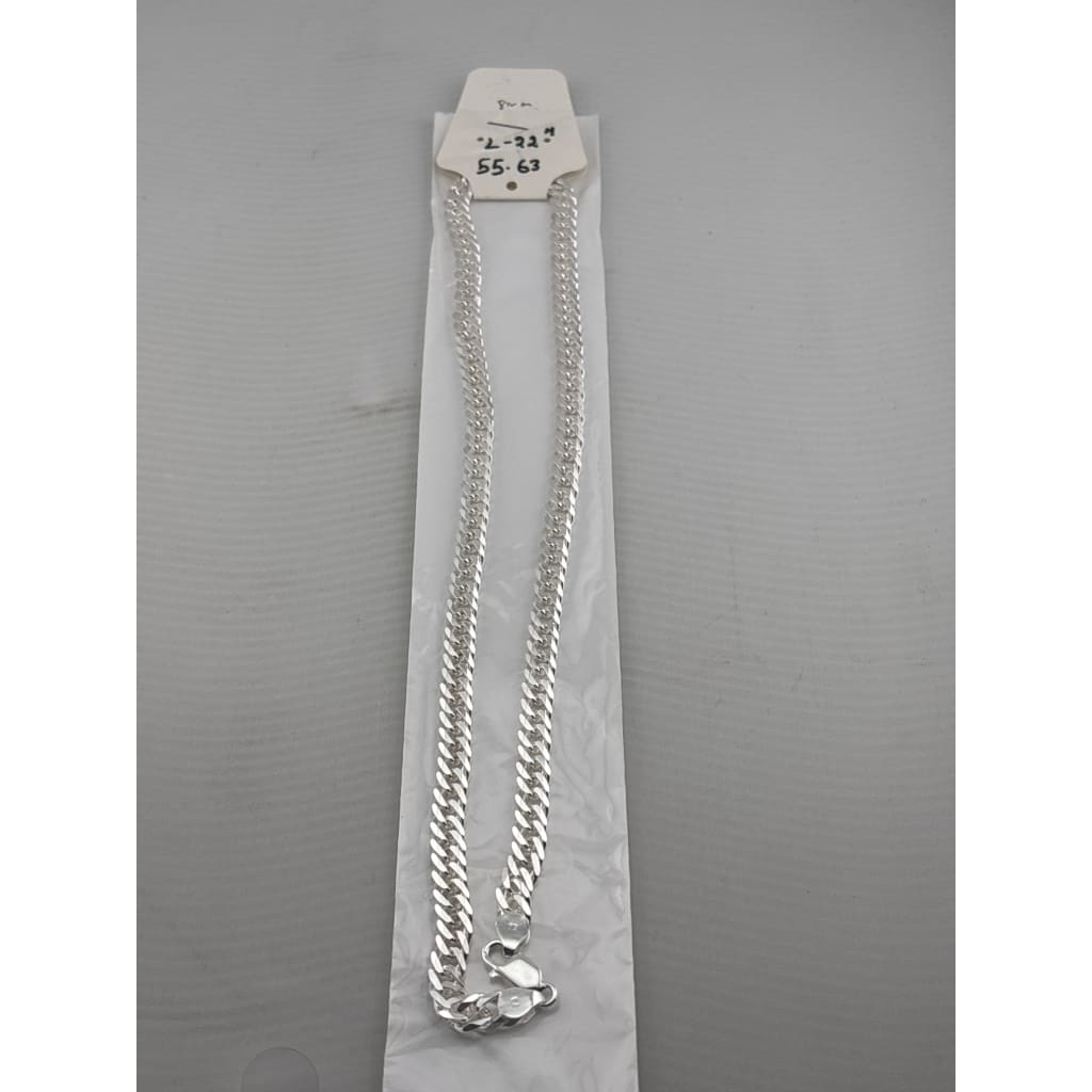 Japanese Curb Silver Chain in 925 Sterling | Sleek Flat