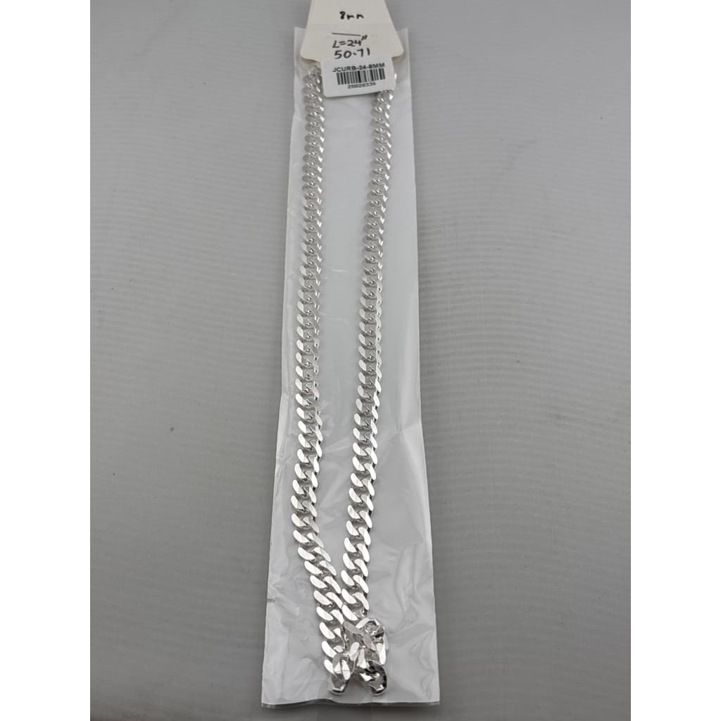 Japanese Curb Silver Chain in 925 Sterling | Sleek Flat