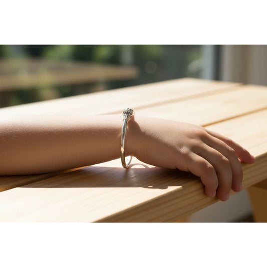 Kids Ball End Silver Kada – 925 Sterling Baby Bracelet
