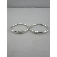 Load image into Gallery viewer, Kids Ball End Silver Kada – 925 Sterling Silver Baby Kada Bracelet with Designer Caps (Pair)
