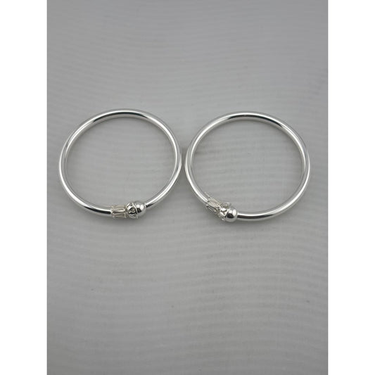 Kids Ball End Silver Kada – 925 Sterling Baby Bracelet
