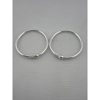 Load image into Gallery viewer, Kids Ball End Silver Kada – 925 Sterling Silver Baby Kada Bracelet with Designer Caps (Pair)

