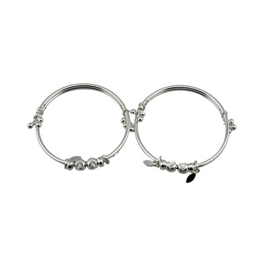 Kids Beaded Silver Kada – 925 Sterling Baby Bracelet