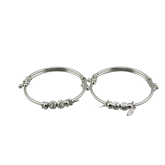 Kids Beaded Silver Kada – 925 Sterling Baby Bracelet