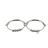 Load image into Gallery viewer, Kids Beaded Silver Kada – 925 Sterling Silver Baby Kada Bracelet with Charms (Pair)
