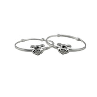 Load image into Gallery viewer, Kids Cartoon Face Silver Kada – 925 Sterling Silver Baby Kada Bracelet (Pair)
