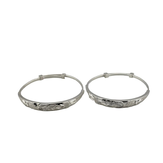 Kids Floral Engraved Silver Kada – 925 Sterling Baby