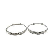Load image into Gallery viewer, Kids Floral Engraved Silver Kada – 925 Sterling Silver Baby Kada Bracelet
