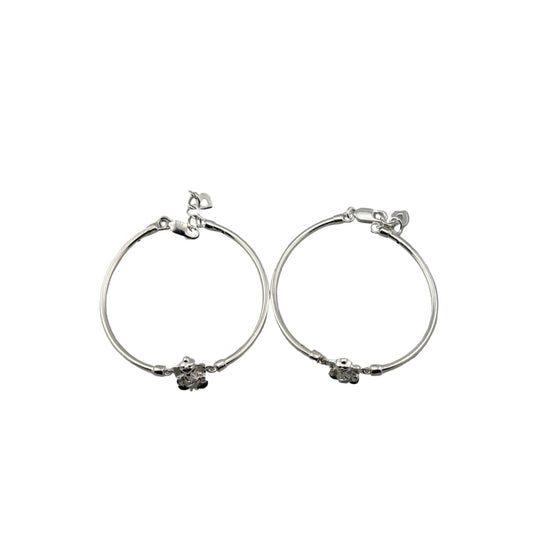 Kids Ganesh Silver Bangle – 925 Sterling Silver Baby Kada with Lord Ganesha Charm