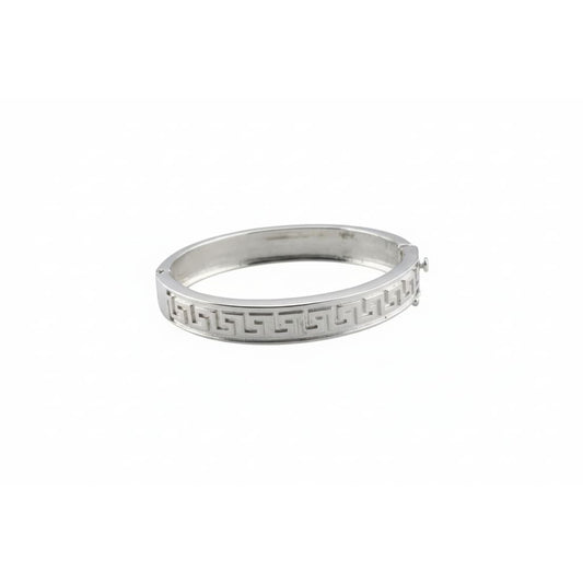Kids Greek Key Silver Kada – 925 Sterling Baby Bangle