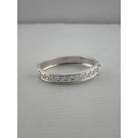 Load image into Gallery viewer, Kids Greek Key Silver Kada – 925 Sterling Silver Baby Bangle Bracelet with Meander Design
