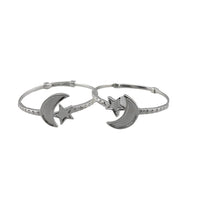 Load image into Gallery viewer, Kids Moon Star Silver Bangle – 925 Sterling Silver Bracelet

