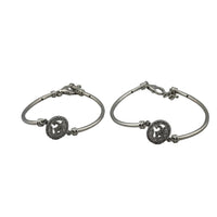 Load image into Gallery viewer, Kids OM Silver Bangle – 925 Sterling Silver Bracelet with OM Charm Adjustable
