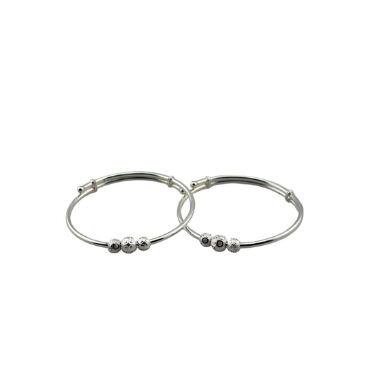 Kids 925 Sterling Silver Beaded Kada Bracelet – Adjustable