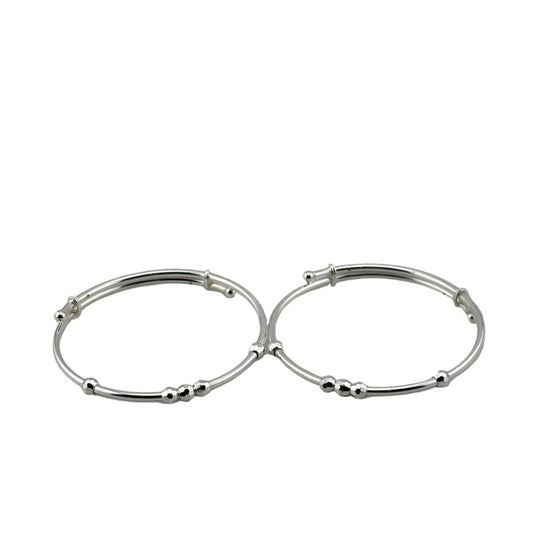 Kids Silver Faceted Bead Kada – 925 Sterling Bracelet