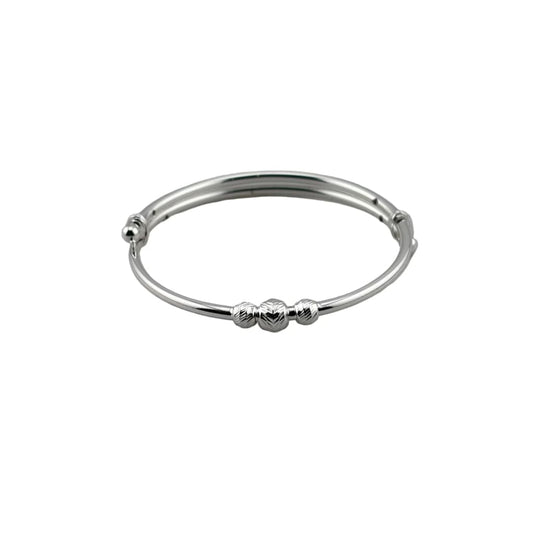 Kids Silver Heart Bead Kada Adjustable Baby Bangle | 4g