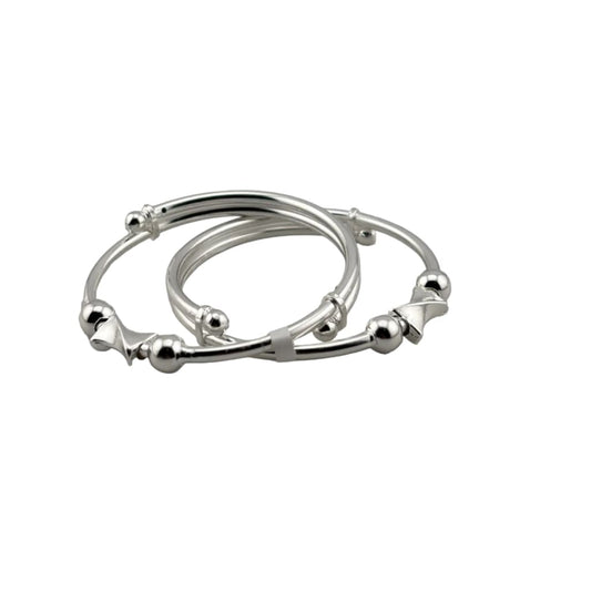 Kids Silver Kada with Diamond Spacers – 925 Sterling Baby