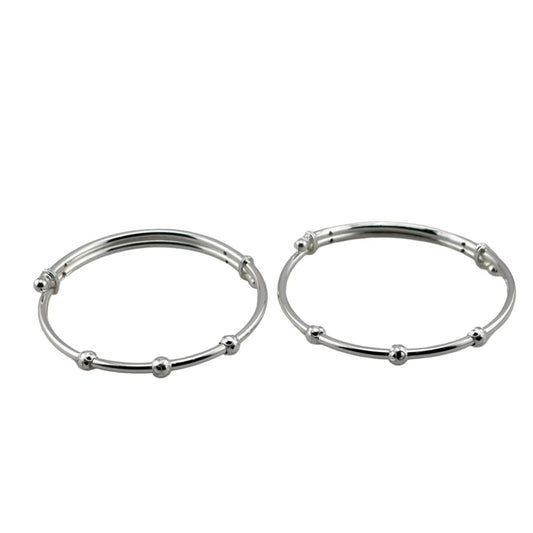 Kids Silver Multi Bead Bangle – 925 Sterling Bracelet