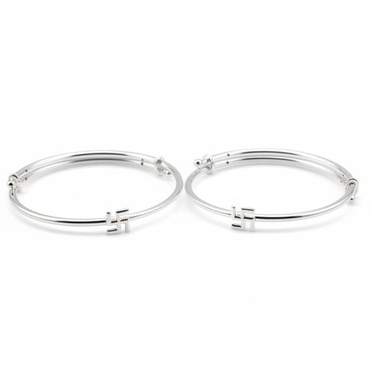 Kids Swastik Silver Kada – 925 Sterling Baby Bracelet