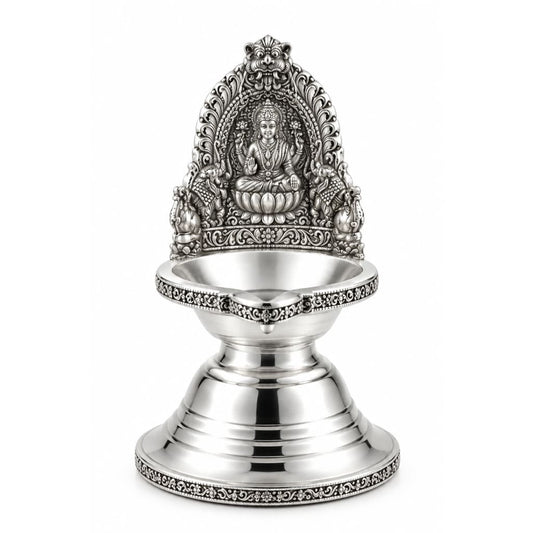 Large Silver Diya, 132gm – Statement Lamp for Home Temple