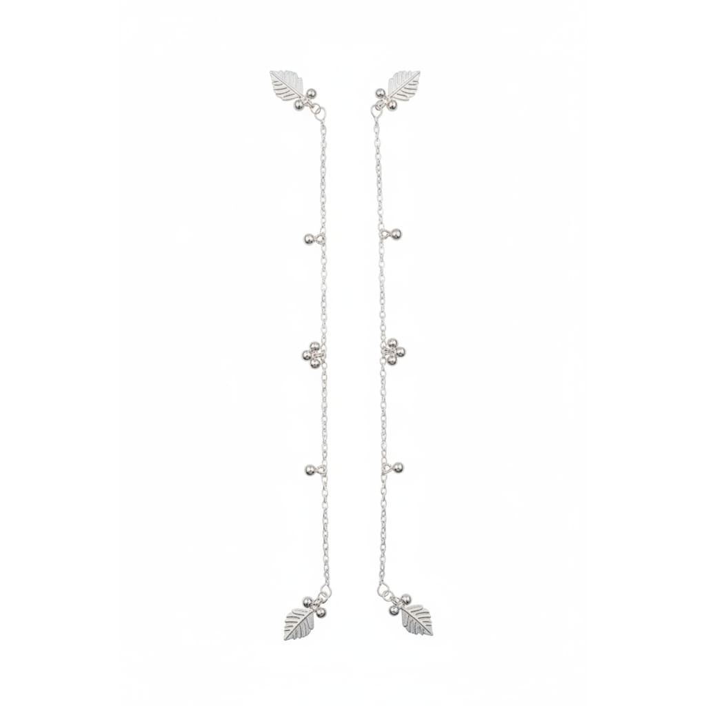 Leaf Charm Sleek Silver Anklet – 99.9% Pure Adjustable