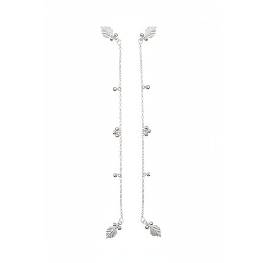 Leaf Charm Sleek Silver Anklet – 99.9% Pure Adjustable