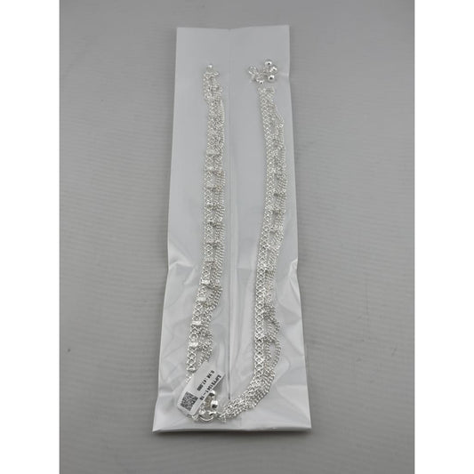 Linked Layer Chain Anklet – 925 Sterling Silver Adjustable