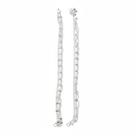 Linked Layer Chain Anklet – 925 Sterling Silver Adjustable