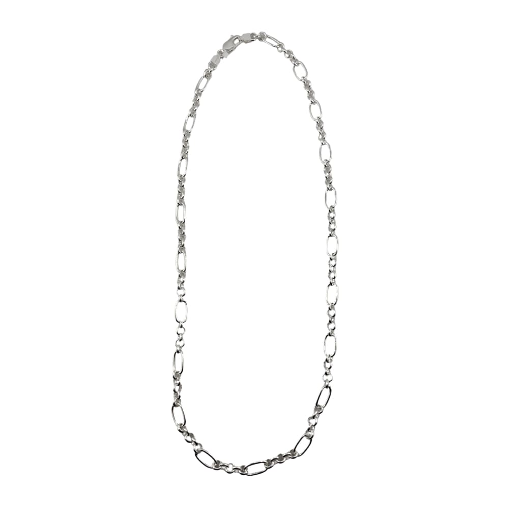 Long & Short Link Silver Chain in 925 Sterling | Fancy Oval