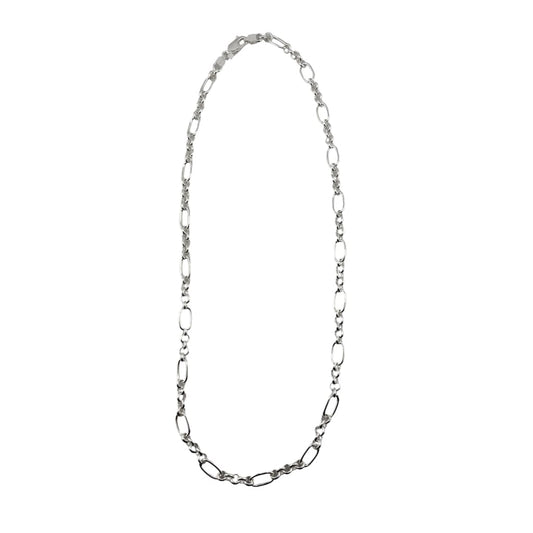 Long & Short Link Silver Chain in 925 Sterling | Fancy Oval