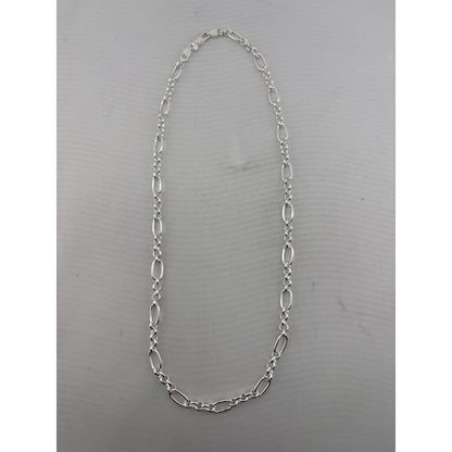 Long & Short Link Silver Chain in 925 Sterling | Fancy Oval