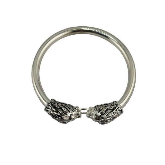 Men’s 925 Sterling Silver Lion Head Kada - Bracelets