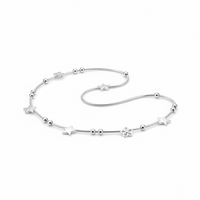 Load image into Gallery viewer, Mini Blossom Charm Silver Anklet – 99.9% Pure Silver – Weight:7g
