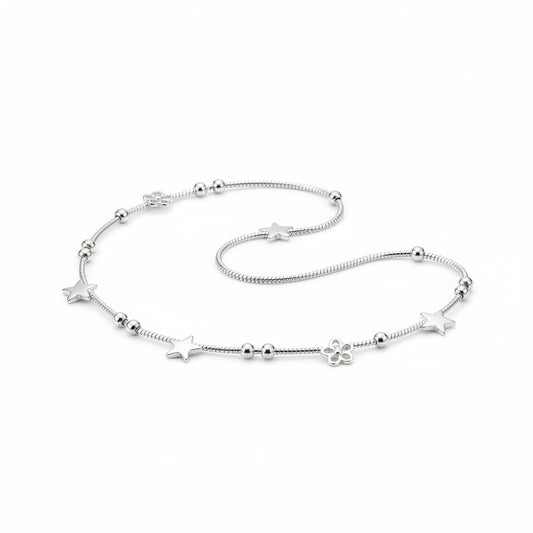 Mini Blossom Charm Silver Anklet – 99.9% Pure Weight:7g