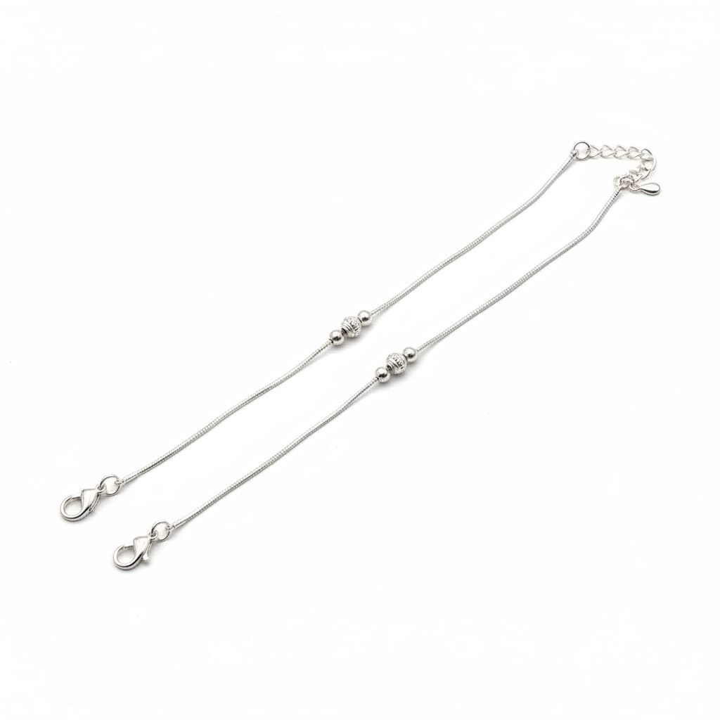 Minimal Bead Silver Anklet – 99.9% Pure Weight:7g