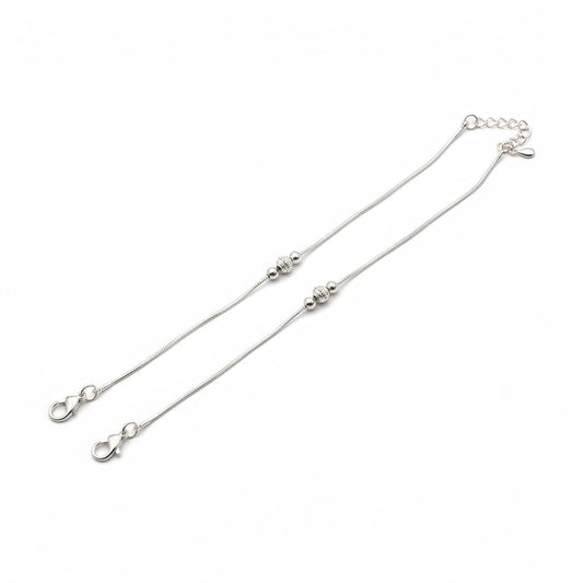 Minimal Bead Silver Anklet – 99.9% Pure Weight:7g