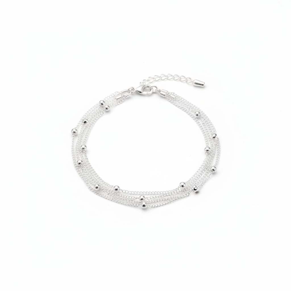 Multi-Layer Chain Anklet – 925 Sterling Silver Adjustable