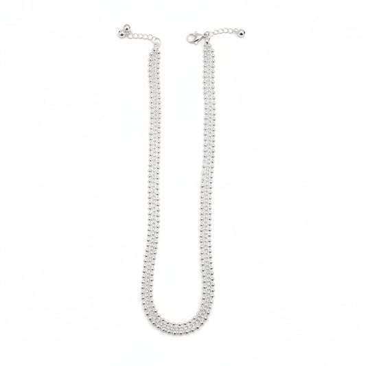 Multi Layer Silver Anklet – 99.9% Pure Beaded Chain Design
