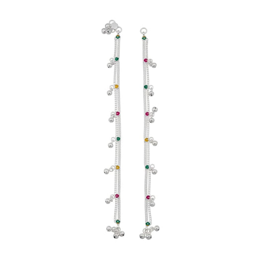 Multicolor Charm Layered Anklet – 925 Sterling Silver