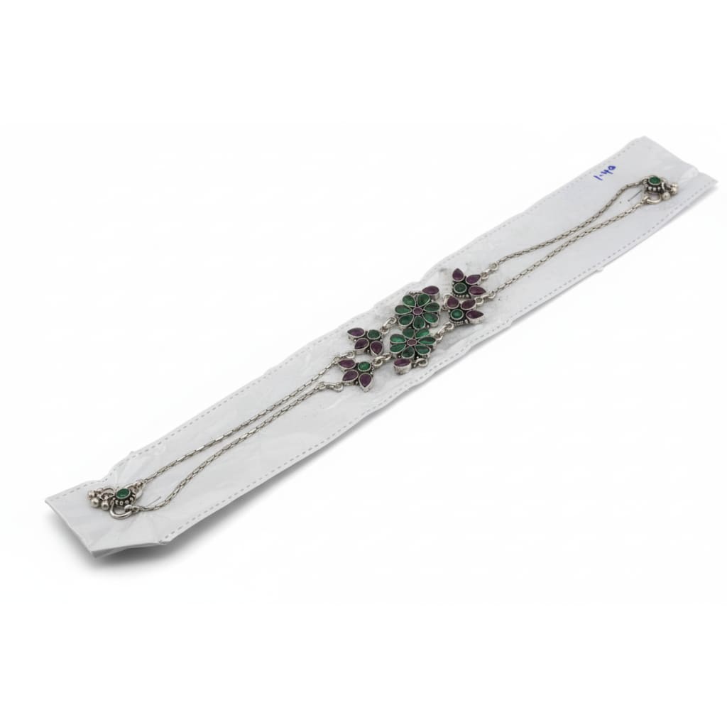 Multicolor Floral Statement Anklet – 925 Sterling Silver