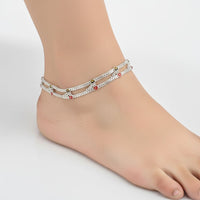Load image into Gallery viewer, Multicolor Heart Charm Anklet – 925 Sterling Silver – Adjustable – 37g
