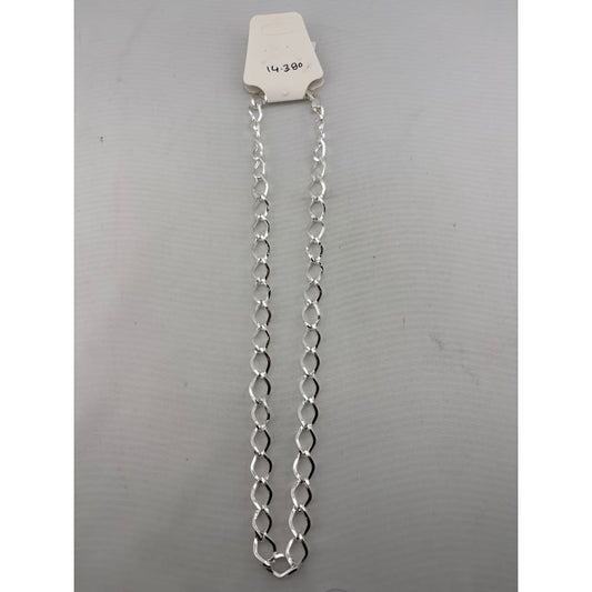 Open Curb Silver Chain in 925 Sterling | Diamond-Shaped