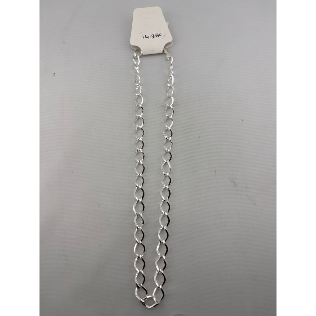 Open Curb Silver Chain in 925 Sterling | Diamond-Shaped