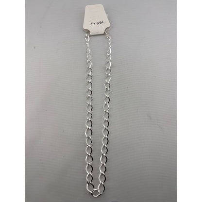 Open Curb Silver Chain in 925 Sterling | Diamond-Shaped